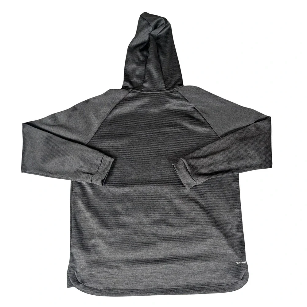 Adidas Mens Climalite Pullover Hoodie Black‎ White Logo Graphic Sweatshirt L